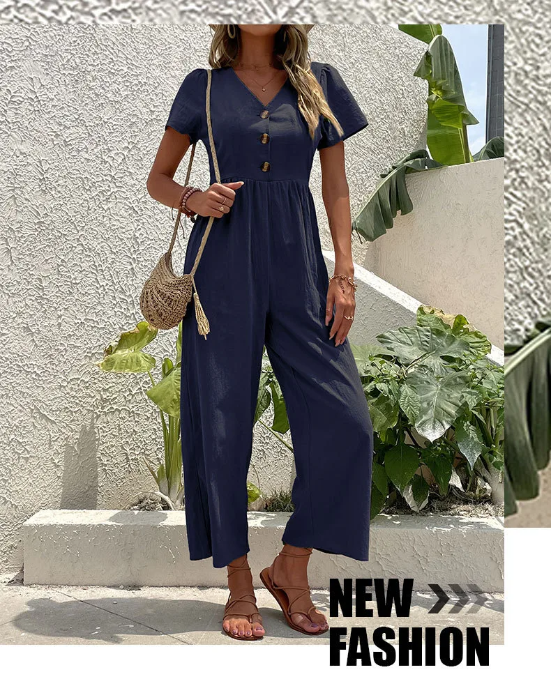 Women's Daily Casual Solid Color Button Jumpsuits display picture 30