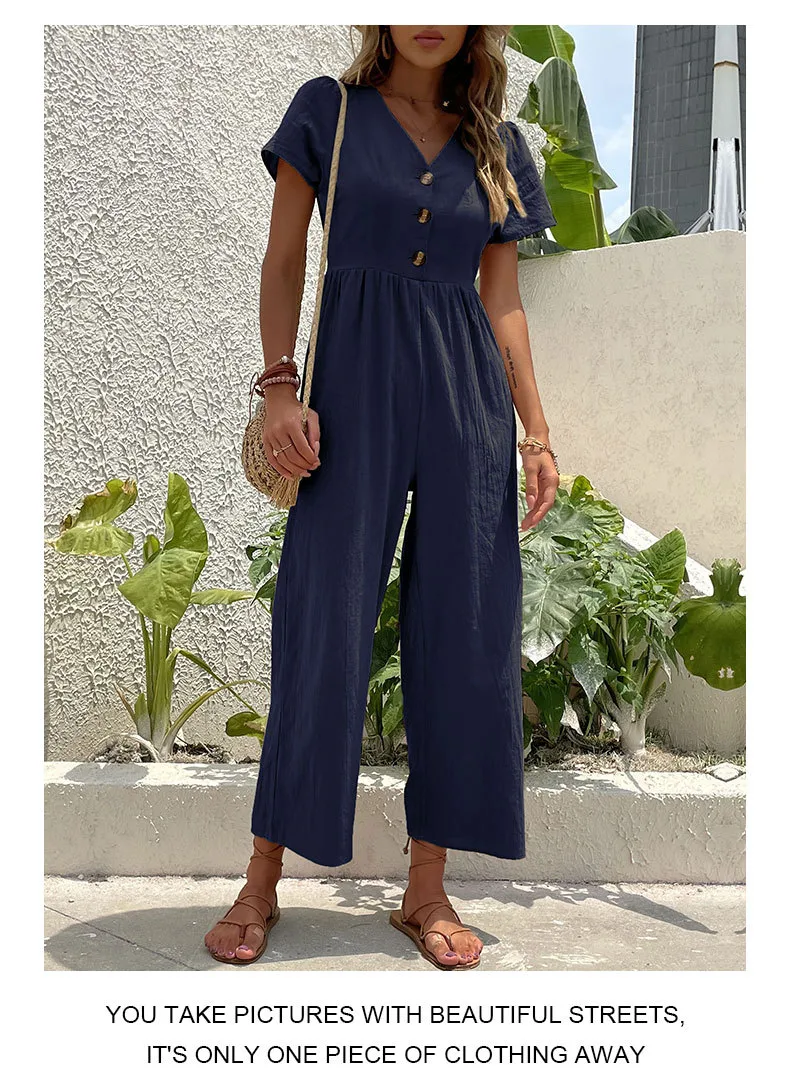 Women's Daily Casual Solid Color Button Jumpsuits display picture 31