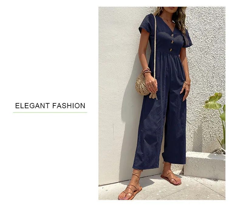 Women's Daily Casual Solid Color Button Jumpsuits display picture 33