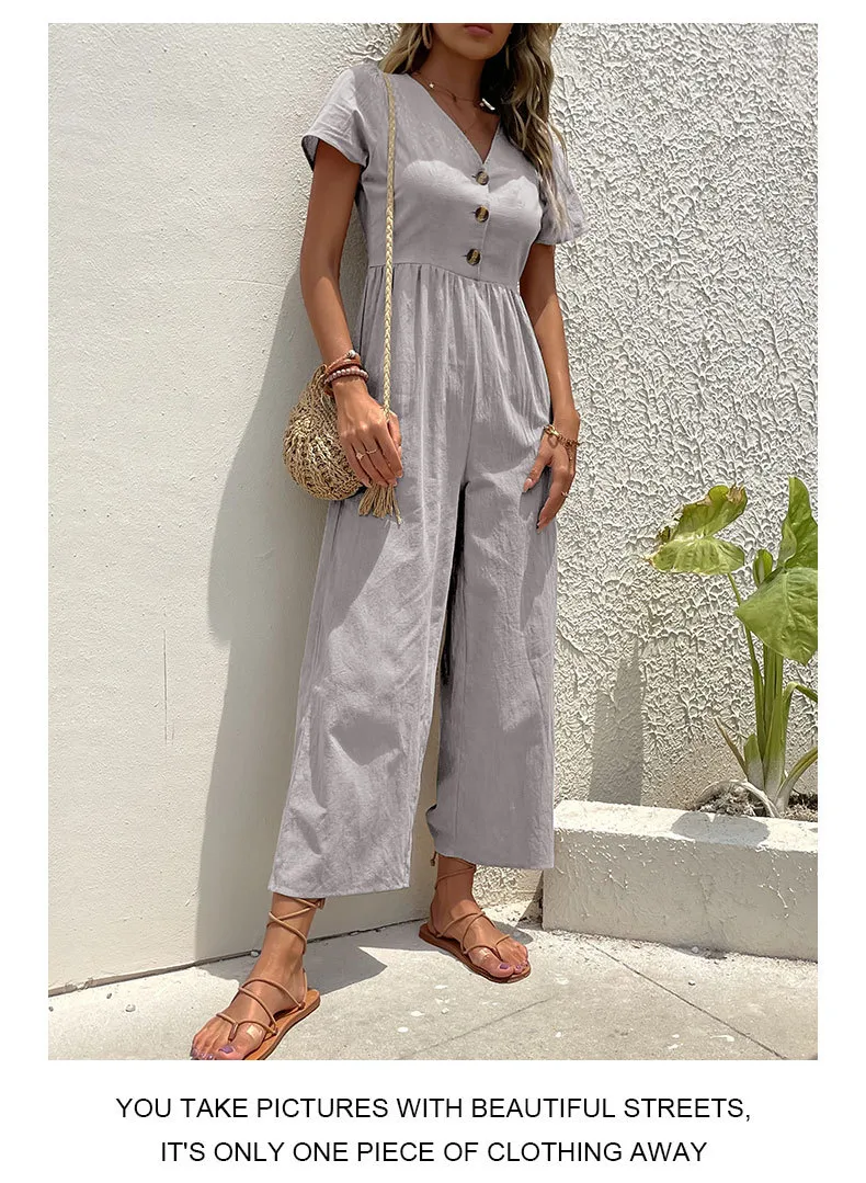 Women's Daily Casual Solid Color Button Jumpsuits display picture 35
