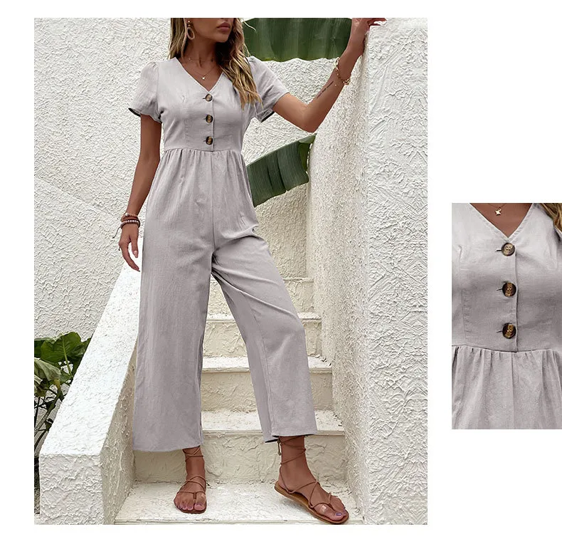 Women's Daily Casual Solid Color Button Jumpsuits display picture 36
