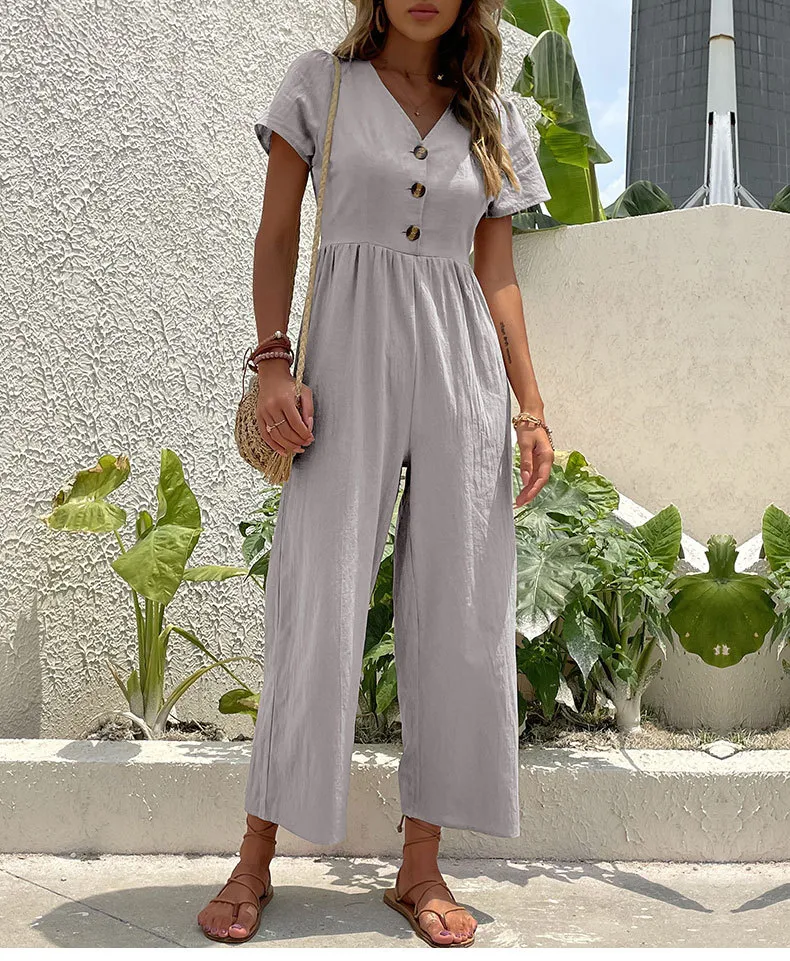 Women's Daily Casual Solid Color Button Jumpsuits display picture 37