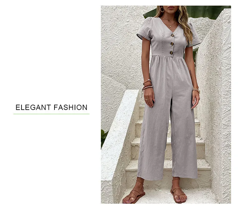 Women's Daily Casual Solid Color Button Jumpsuits display picture 38