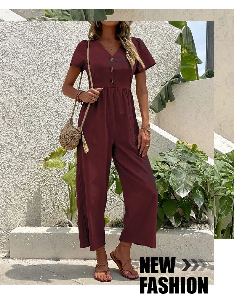 Women's Daily Casual Solid Color Button Jumpsuits display picture 39