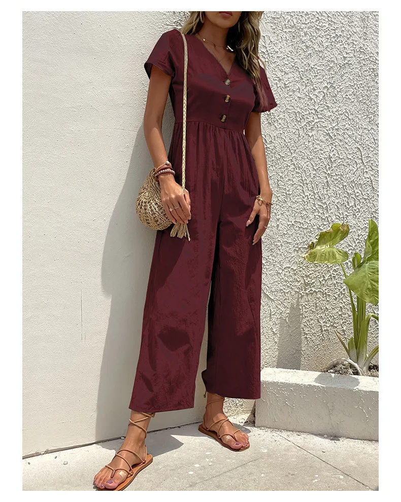 Women's Daily Casual Solid Color Button Jumpsuits display picture 40