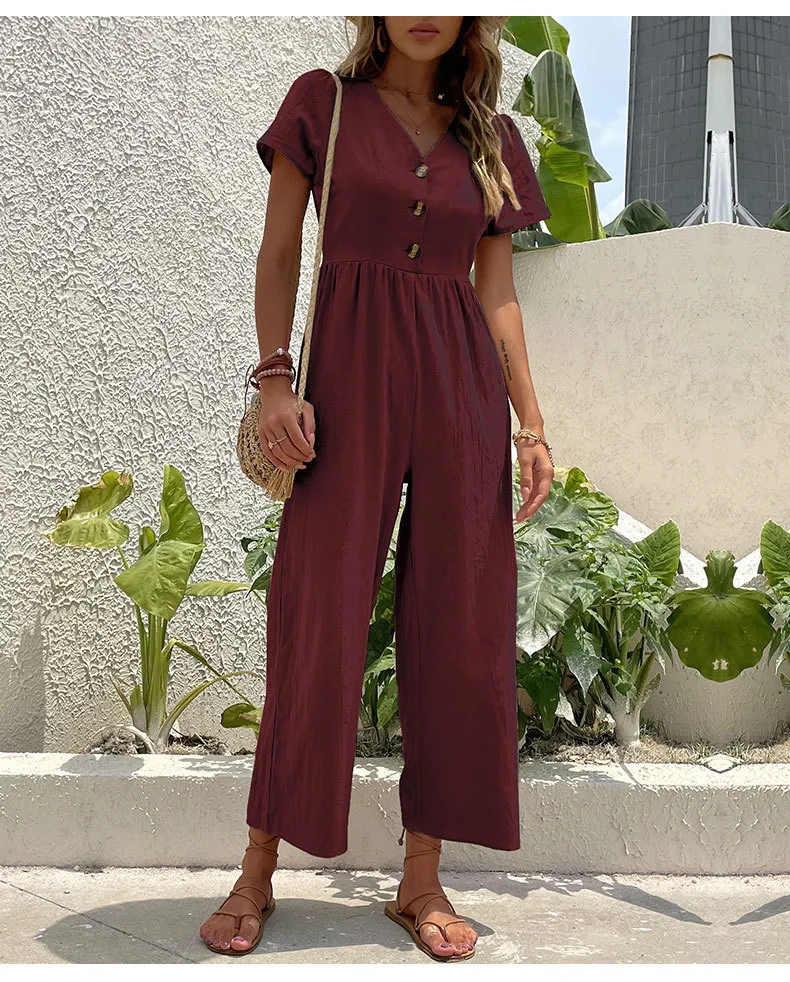 Women's Daily Casual Solid Color Button Jumpsuits display picture 43