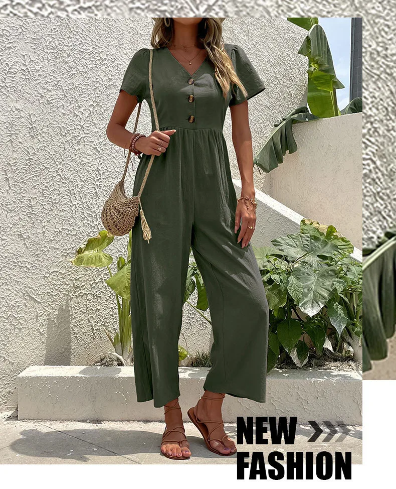 Women's Daily Casual Solid Color Button Jumpsuits display picture 44