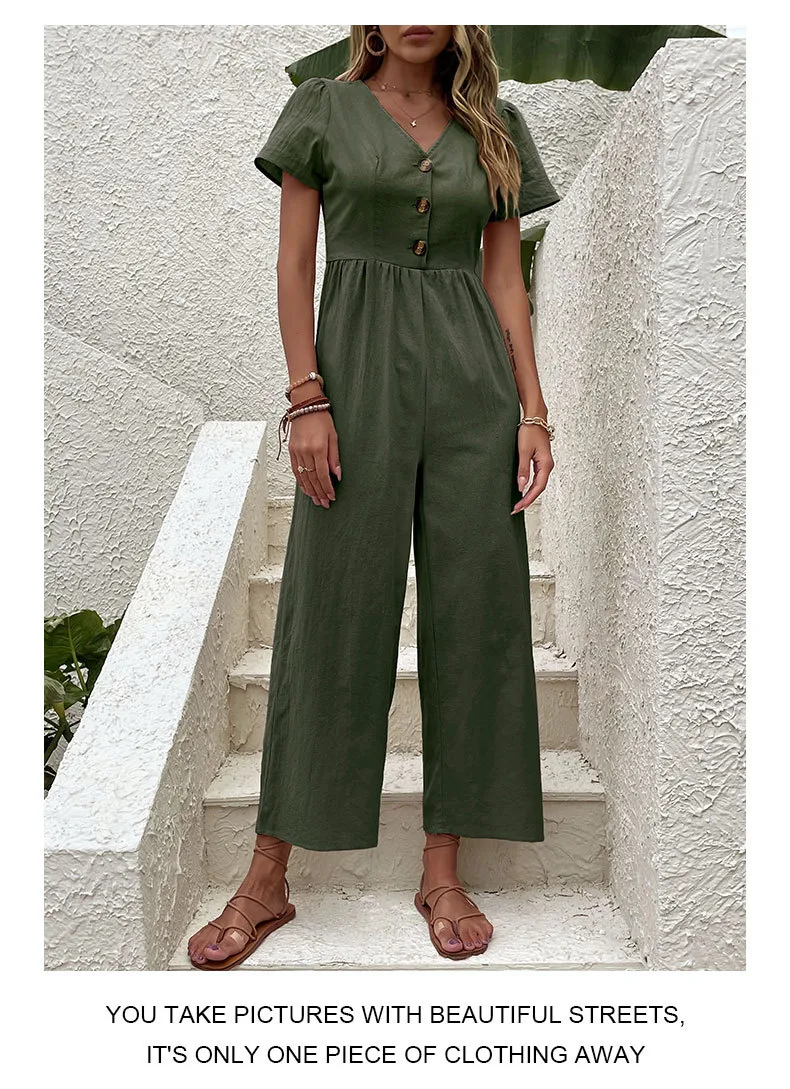 Women's Daily Casual Solid Color Button Jumpsuits display picture 45