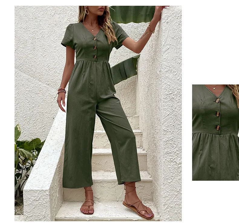 Women's Daily Casual Solid Color Button Jumpsuits display picture 46