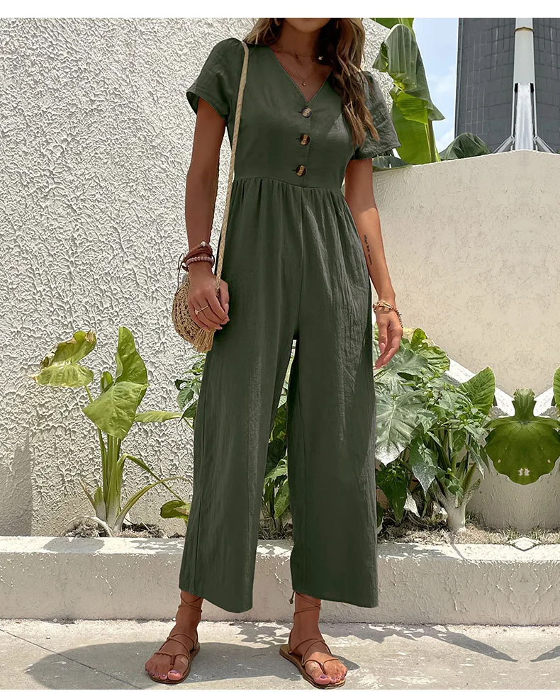 Women's Daily Casual Solid Color Button Jumpsuits display picture 47