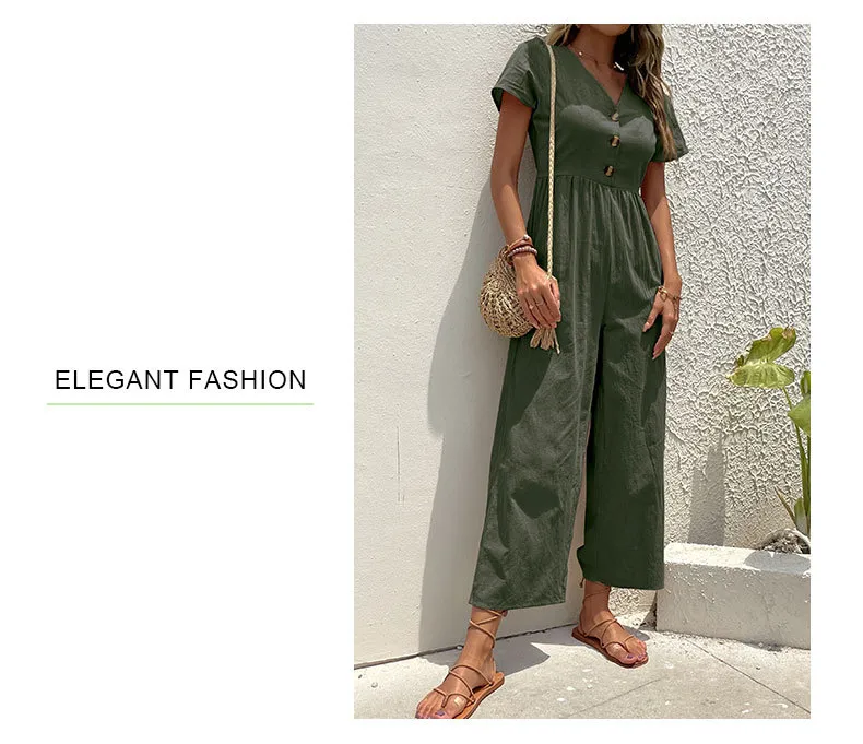 Women's Daily Casual Solid Color Button Jumpsuits display picture 48