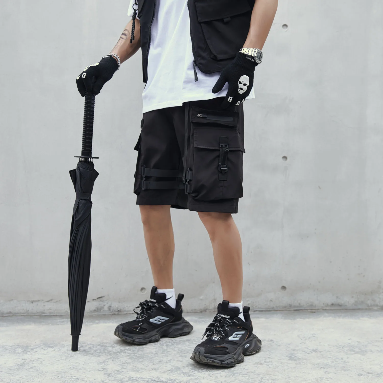 Jiayiku Men's  Dark  Functional Fashion Brand Multi-Pocket Pants Heavy Duty Tactical Tooling Shorts display picture 5