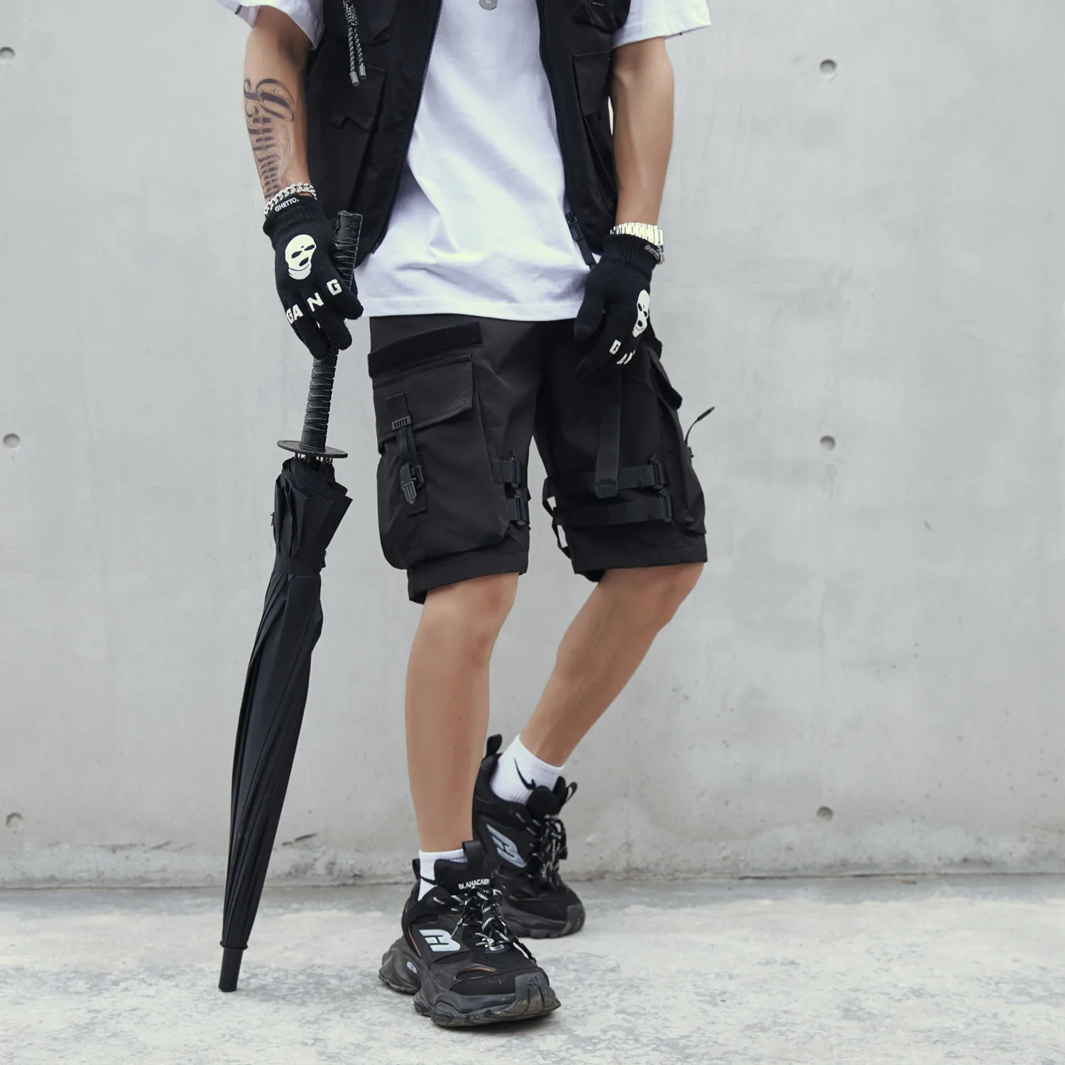 Jiayiku Men's  Dark  Functional Fashion Brand Multi-Pocket Pants Heavy Duty Tactical Tooling Shorts display picture 4