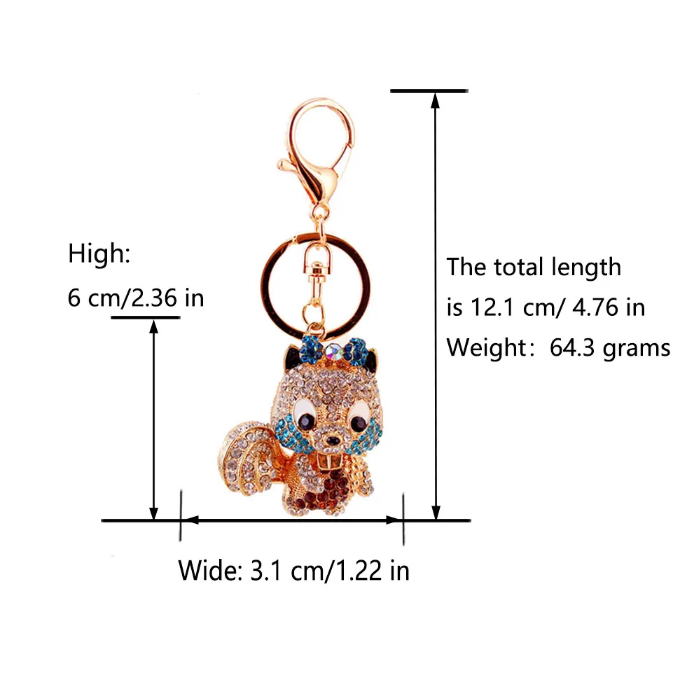 1 Piece Squirrel Alloy Inlay Rhinestones Keychain display picture 1