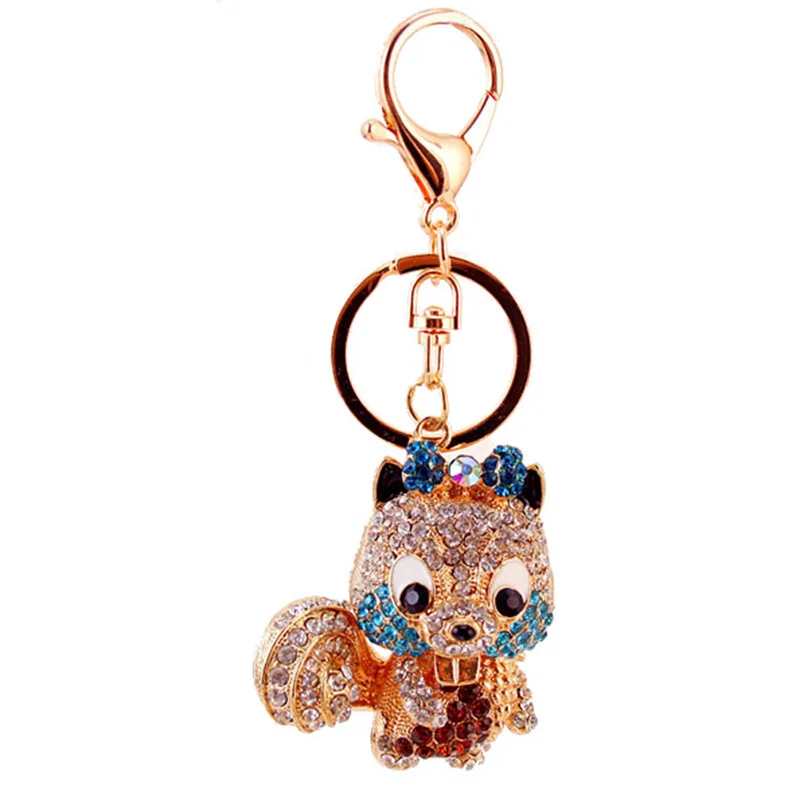 1 Piece Squirrel Alloy Inlay Rhinestones Keychain display picture 2