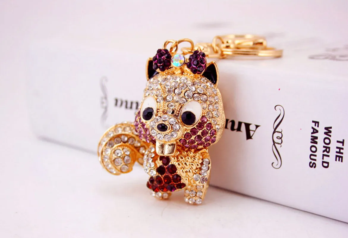 1 Piece Squirrel Alloy Inlay Rhinestones Keychain display picture 12