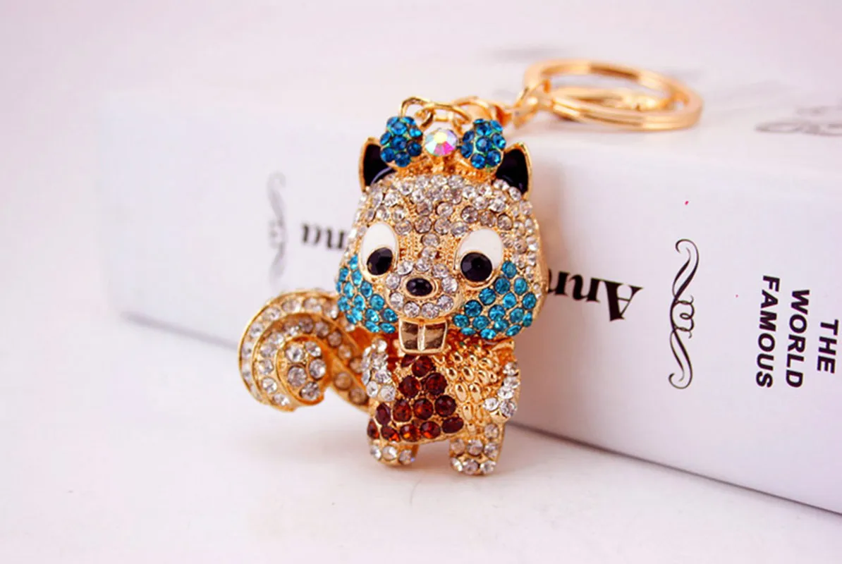 1 Piece Squirrel Alloy Inlay Rhinestones Keychain display picture 9