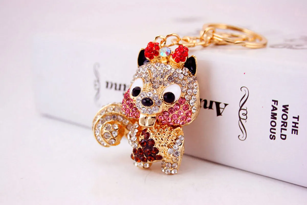 1 Piece Squirrel Alloy Inlay Rhinestones Keychain display picture 6