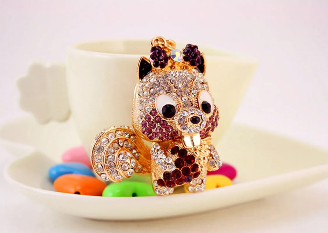 1 Piece Squirrel Alloy Inlay Rhinestones Keychain display picture 16