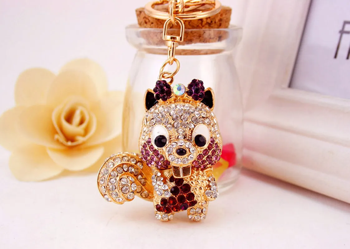 1 Piece Squirrel Alloy Inlay Rhinestones Keychain display picture 8