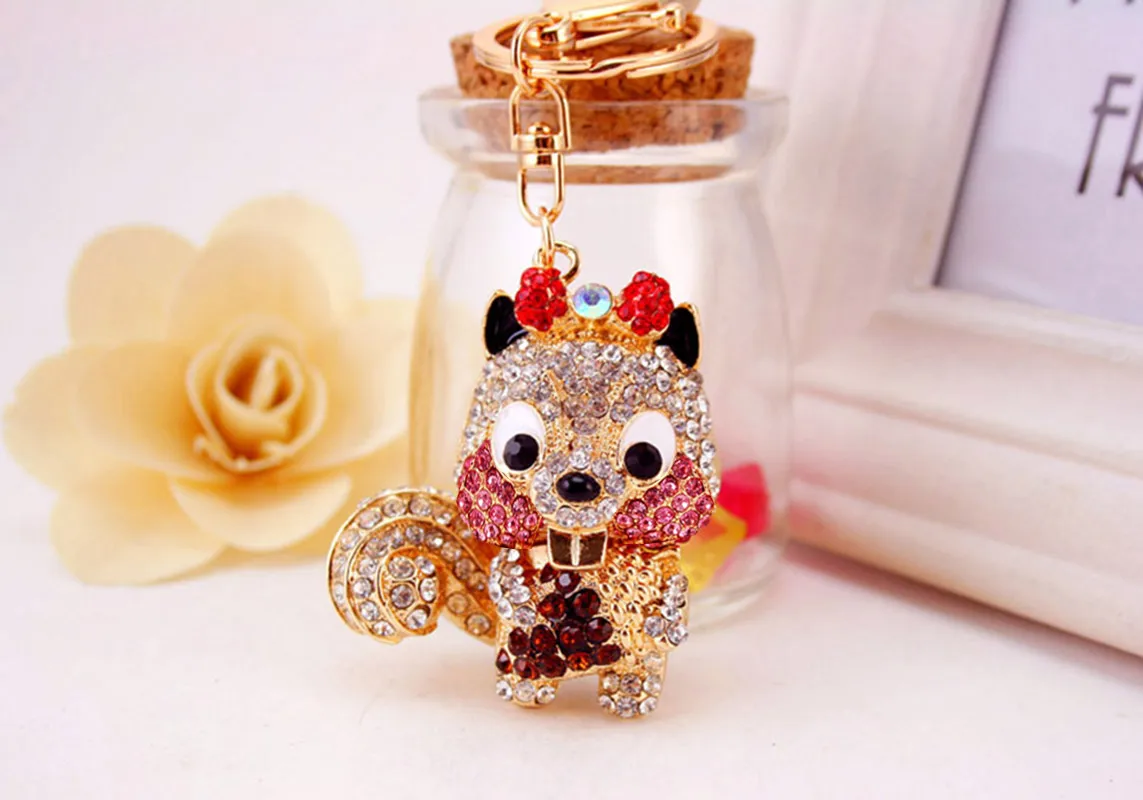1 Piece Squirrel Alloy Inlay Rhinestones Keychain display picture 11