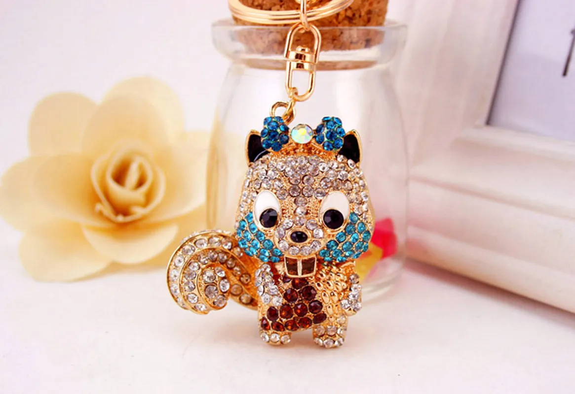 1 Piece Squirrel Alloy Inlay Rhinestones Keychain display picture 13