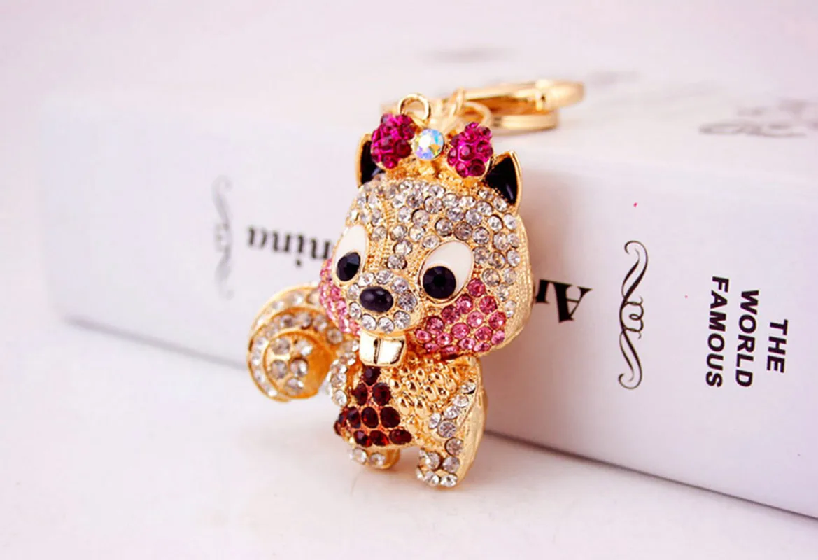 1 Piece Squirrel Alloy Inlay Rhinestones Keychain display picture 10