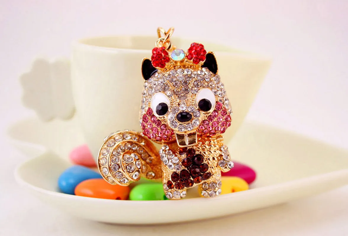 1 Piece Squirrel Alloy Inlay Rhinestones Keychain display picture 5