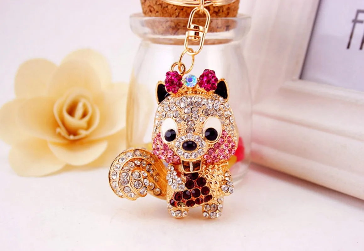 1 Piece Squirrel Alloy Inlay Rhinestones Keychain display picture 14