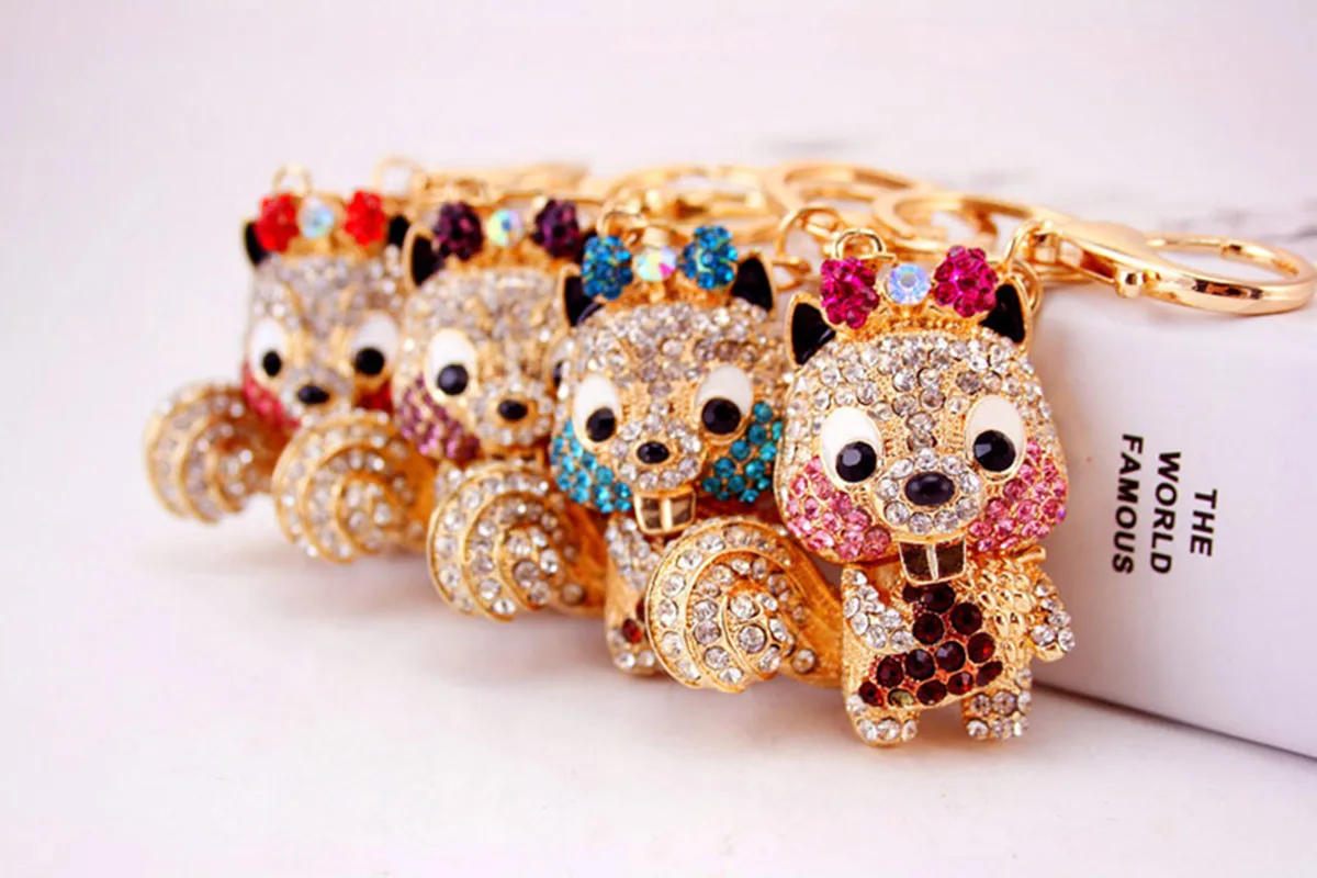 1 Piece Squirrel Alloy Inlay Rhinestones Keychain display picture 7