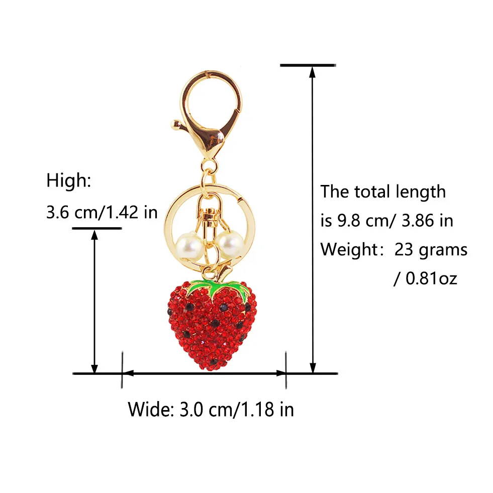 1 Piece Cute Artistic Strawberry Alloy Inlay Rhinestones Keychain display picture 1