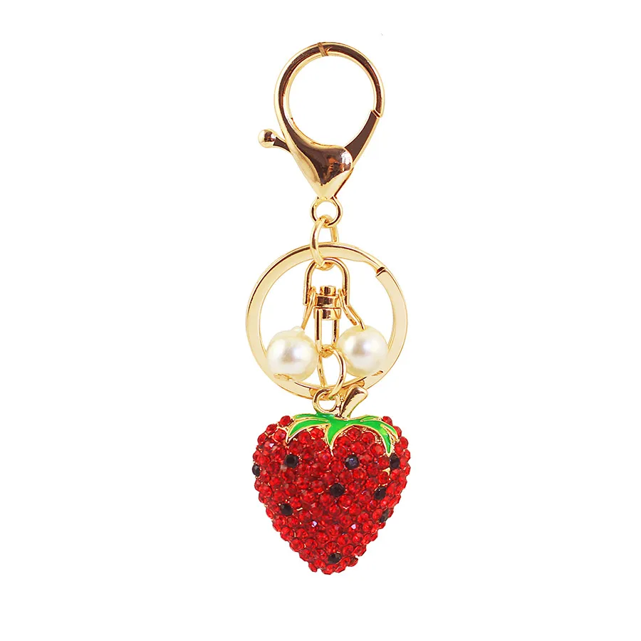 1 Piece Cute Artistic Strawberry Alloy Inlay Rhinestones Keychain display picture 6