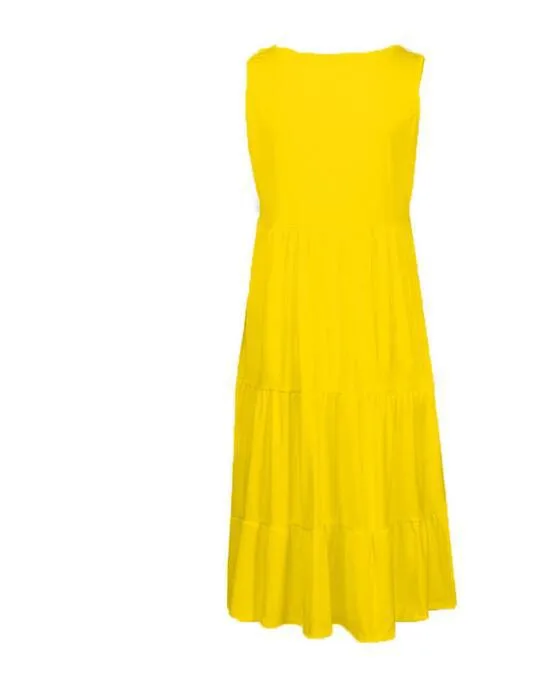 Explosions Women's 7-color 5-size Sleeveless Round Neck Stitching Large Pendulum Beach Skirt S-5XL 16 Spot display picture 7