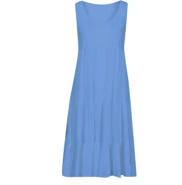 Explosions Women's 7-color 5-size Sleeveless Round Neck Stitching Large Pendulum Beach Skirt S-5XL 16 Spot display picture 6