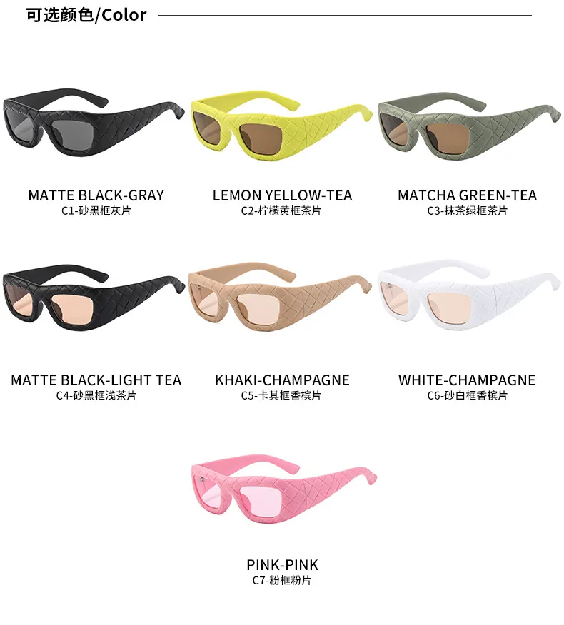 2000 S Style Grid Pattern Sunglasses Women Fashion Personalized Hip Hop Punk Glasses Travel Party Sunscreen Square Frame Full Frame display picture 8
