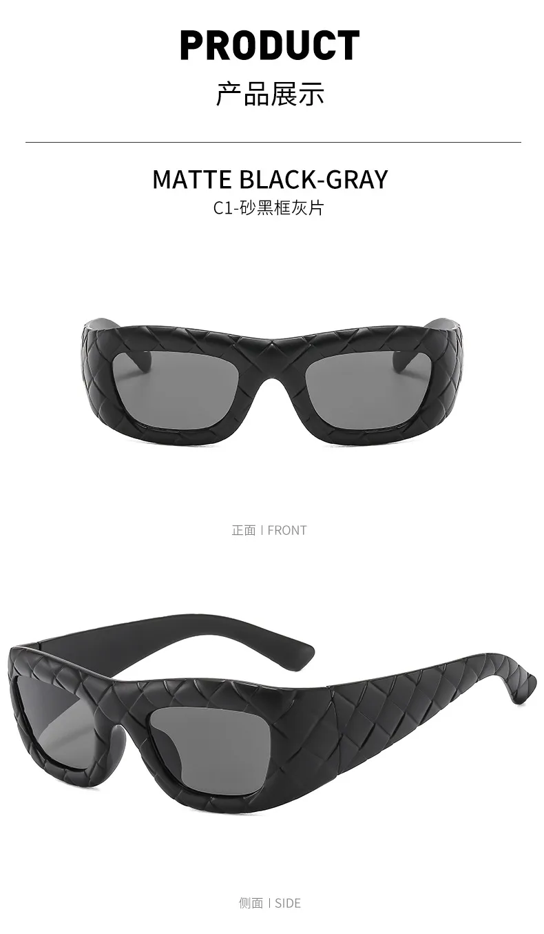 2000 S Style Grid Pattern Sunglasses Women Fashion Personalized Hip Hop Punk Glasses Travel Party Sunscreen Square Frame Full Frame display picture 9