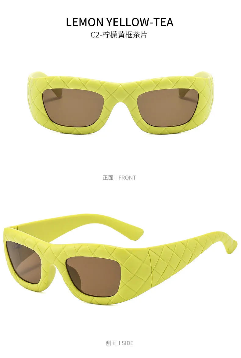 2000 S Style Grid Pattern Sunglasses Women Fashion Personalized Hip Hop Punk Glasses Travel Party Sunscreen Square Frame Full Frame display picture 10