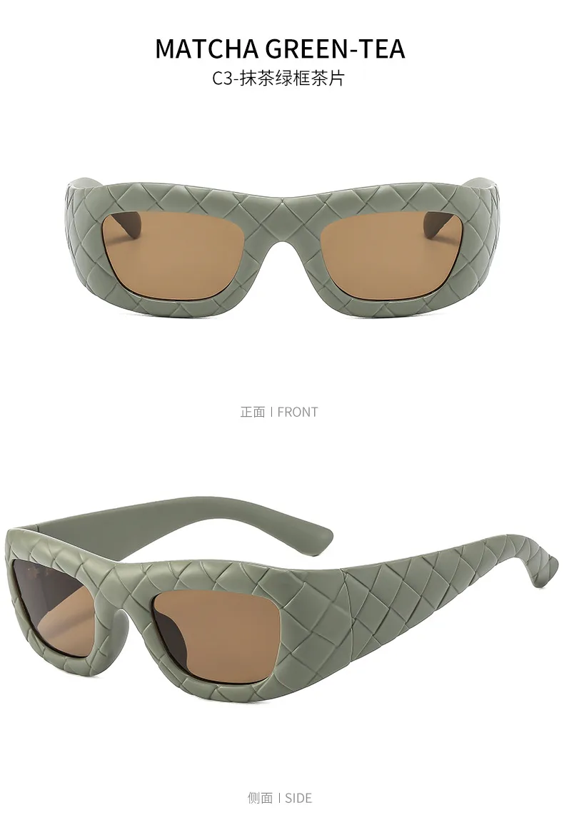 2000 S Style Grid Pattern Sunglasses Women Fashion Personalized Hip Hop Punk Glasses Travel Party Sunscreen Square Frame Full Frame display picture 11