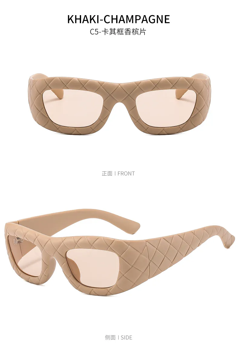 2000 S Style Grid Pattern Sunglasses Women Fashion Personalized Hip Hop Punk Glasses Travel Party Sunscreen Square Frame Full Frame display picture 13