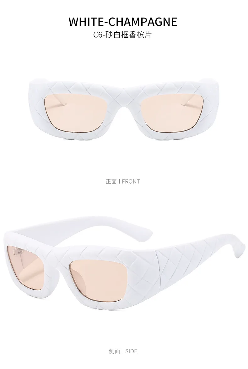 2000 S Style Grid Pattern Sunglasses Women Fashion Personalized Hip Hop Punk Glasses Travel Party Sunscreen Square Frame Full Frame display picture 14