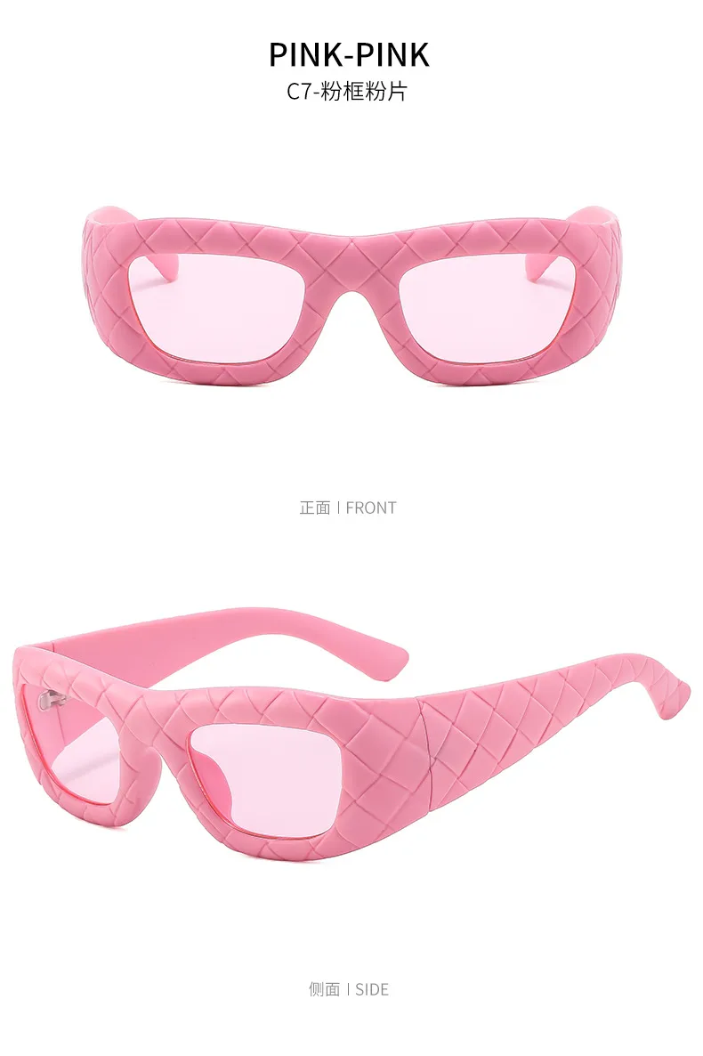 2000 S Style Grid Pattern Sunglasses Women Fashion Personalized Hip Hop Punk Glasses Travel Party Sunscreen Square Frame Full Frame display picture 15