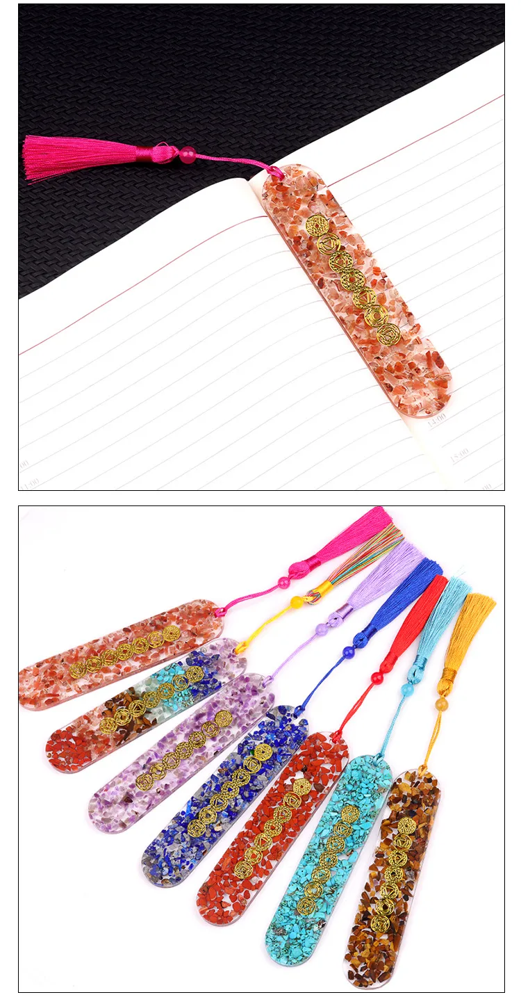 1 Piece Geometric Class Learning School Semi-precious Stone Amethyst Red Jasper Vintage Style Bookmark display picture 1
