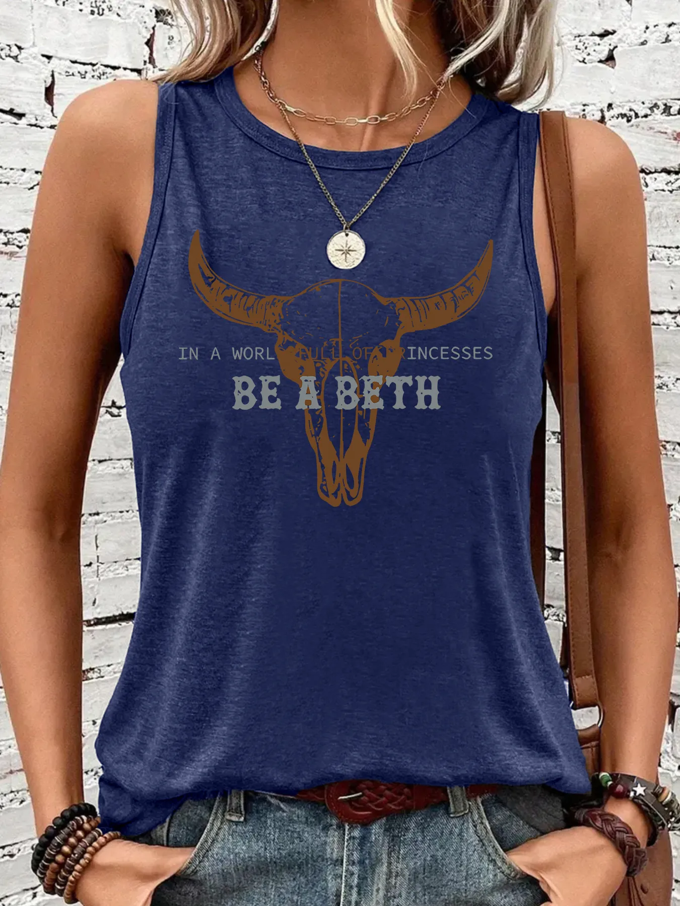 Women's Vest Tank Tops Printing Pastoral British Style Letter Cattle display picture 1