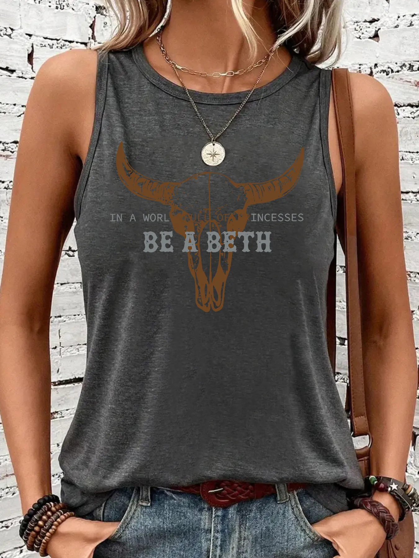 Women's Vest Tank Tops Printing Pastoral British Style Letter Cattle display picture 2