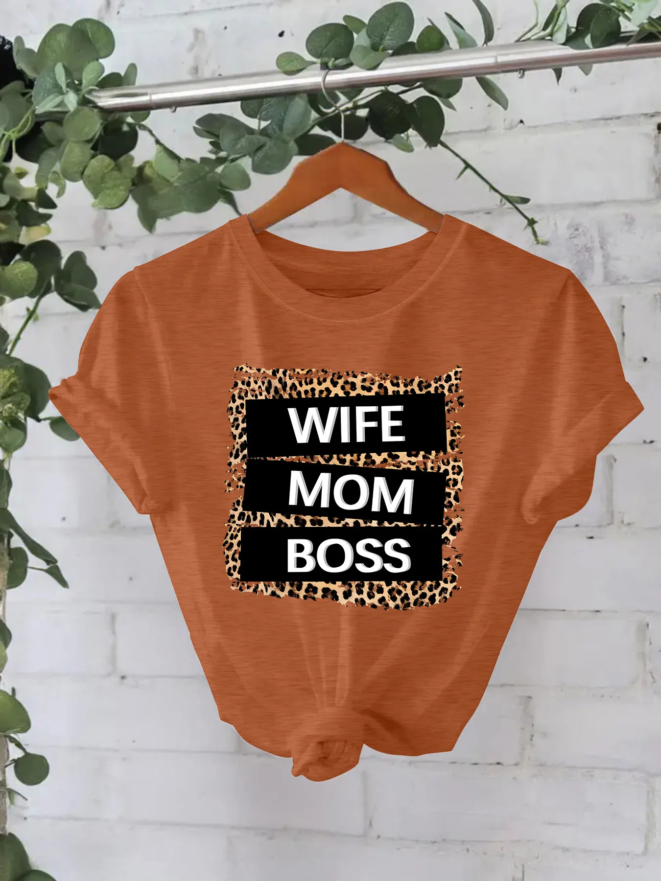 Women's T-shirt Short Sleeve T-Shirts Printing Casual Pastoral Streetwear Vocabulary Words/Name Leopard display picture 1