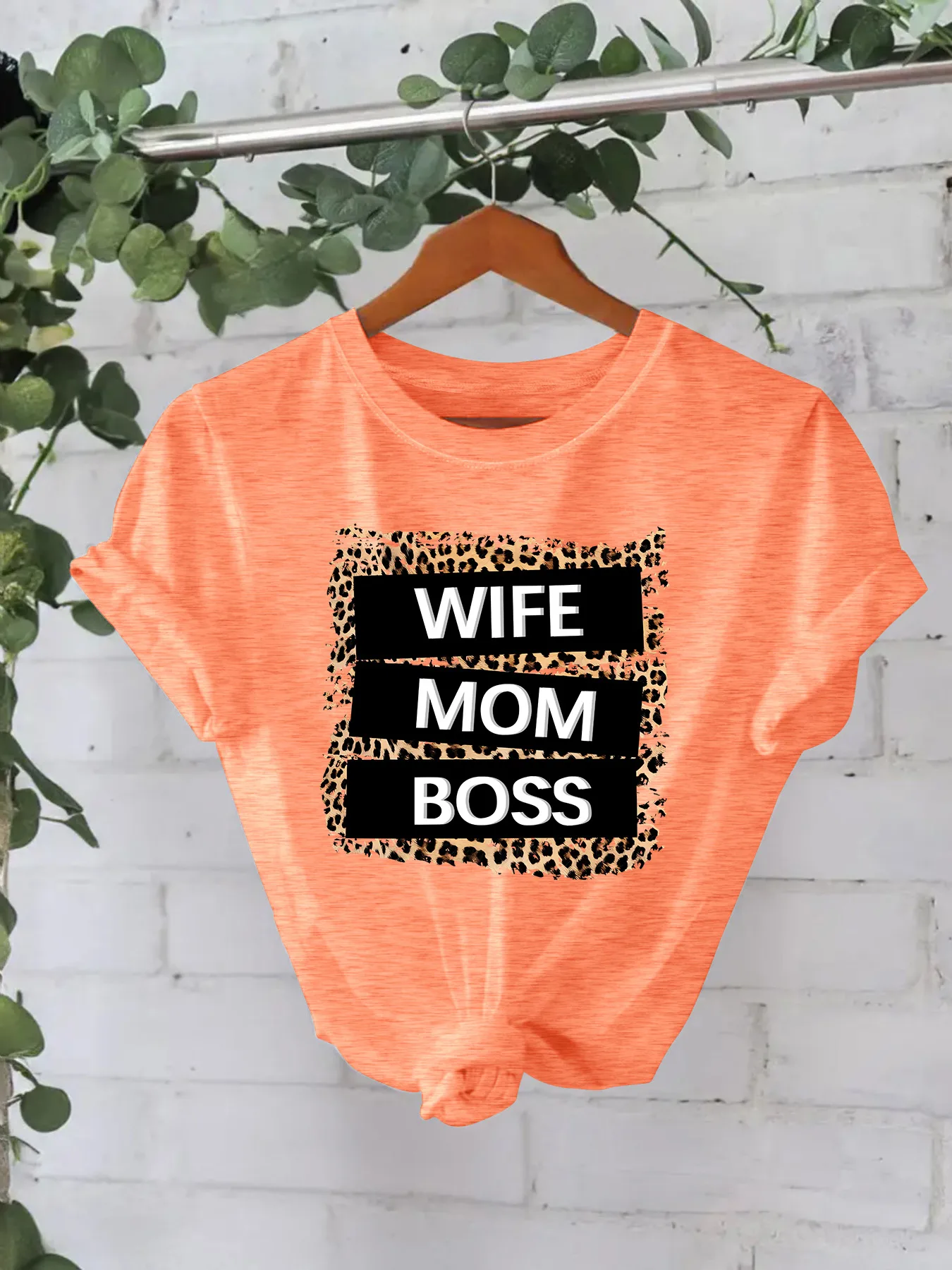 Women's T-shirt Short Sleeve T-Shirts Printing Casual Pastoral Streetwear Vocabulary Words/Name Leopard display picture 4