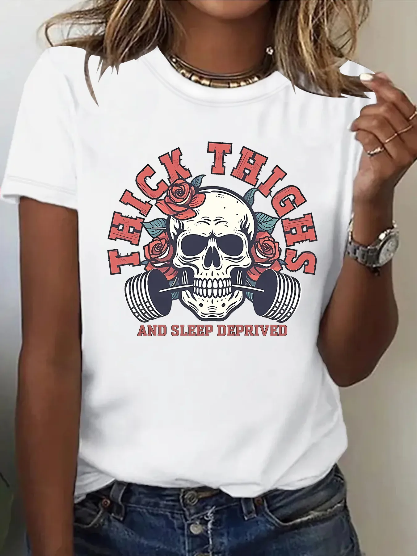 Women's T-shirt Short Sleeve T-Shirts Printing Casual Pastoral Streetwear Vocabulary Words/Name Slogan Graffiti display picture 5