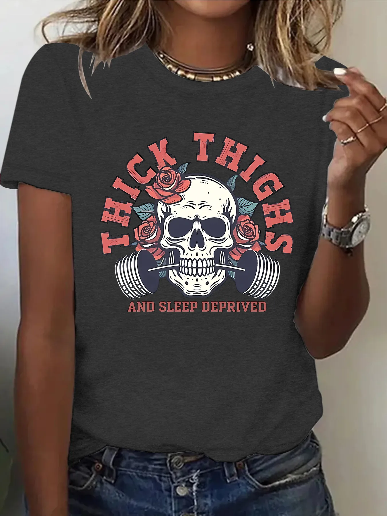 Women's T-shirt Short Sleeve T-Shirts Printing Casual Pastoral Streetwear Vocabulary Words/Name Slogan Graffiti display picture 6