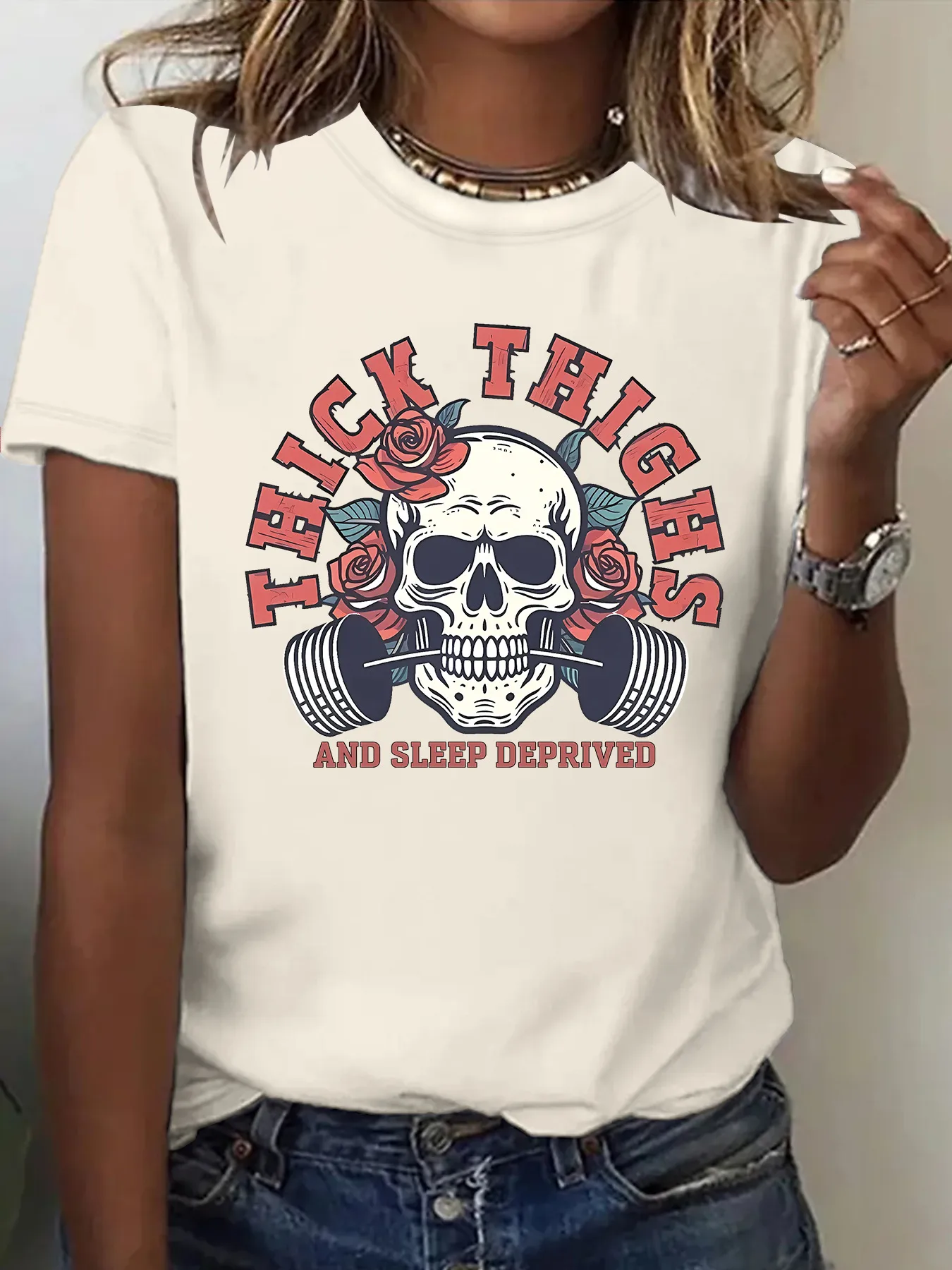 Women's T-shirt Short Sleeve T-Shirts Printing Casual Pastoral Streetwear Vocabulary Words/Name Slogan Graffiti display picture 8