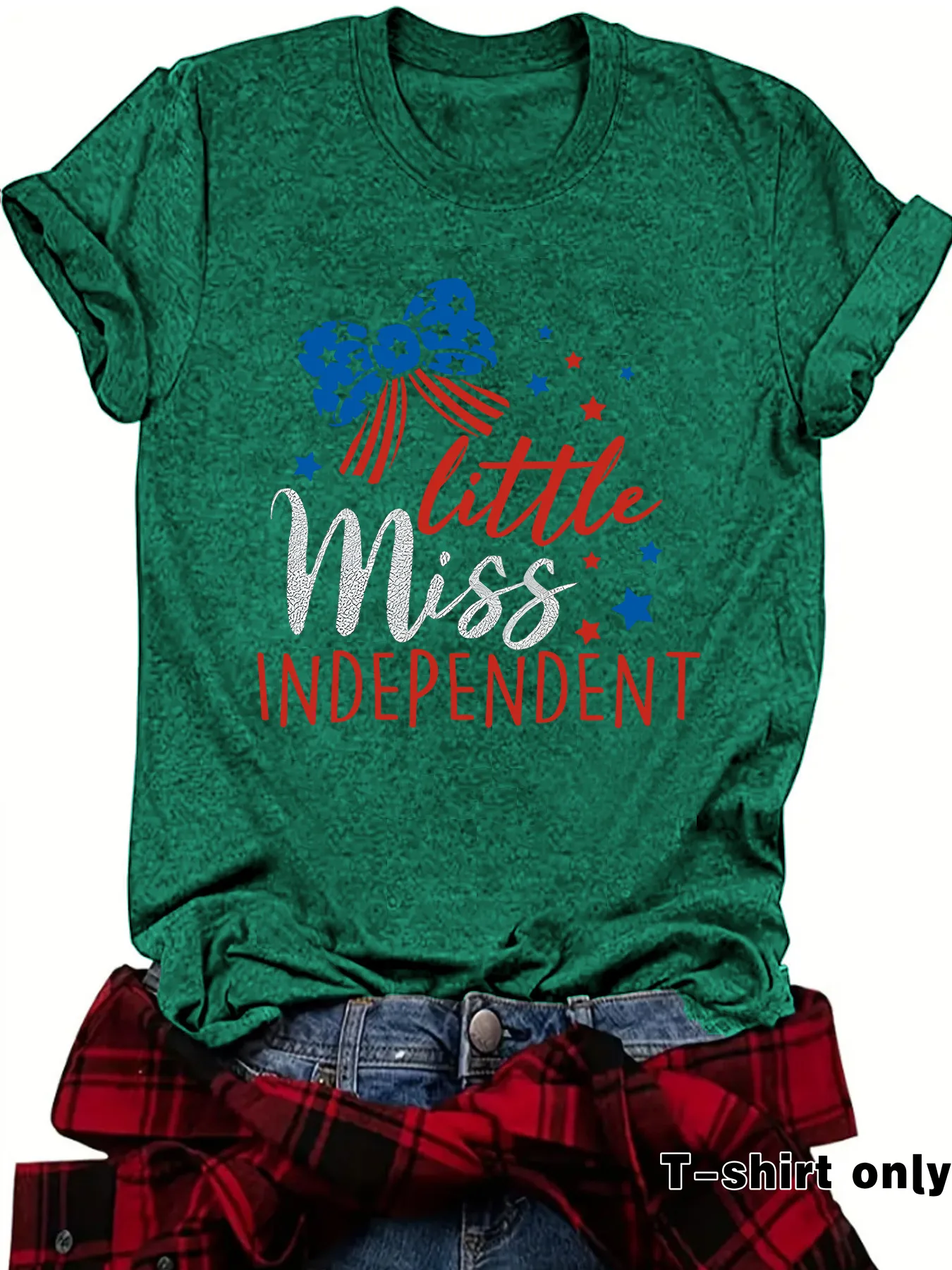 Women's T-shirt Short Sleeve T-Shirts Printing Casual Pastoral Streetwear Vocabulary Words/Name American Flag display picture 2